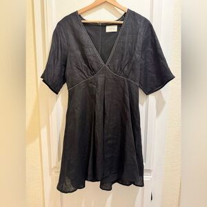 DISSH Black Rhodes Linen Dress | Size AU 8 / US 4